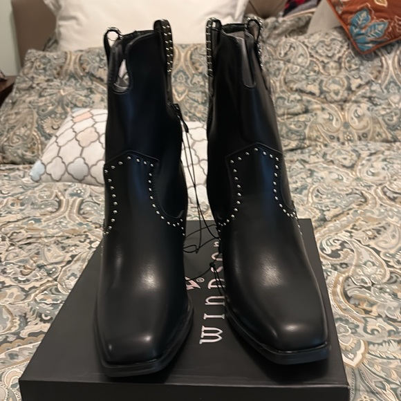 Studded Black Ankle Boots - Picture 3 of 8